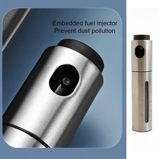 Alt view image 7 of 7 - 100ml Stainless Steel Olive Oil Sprayer, Multi-Purpose for Cooking, Salads, BBQs, Air Fryers. One-Handed Use. Suitable for Oils, Vinegar, Soy Sauce. Features a Content Window.