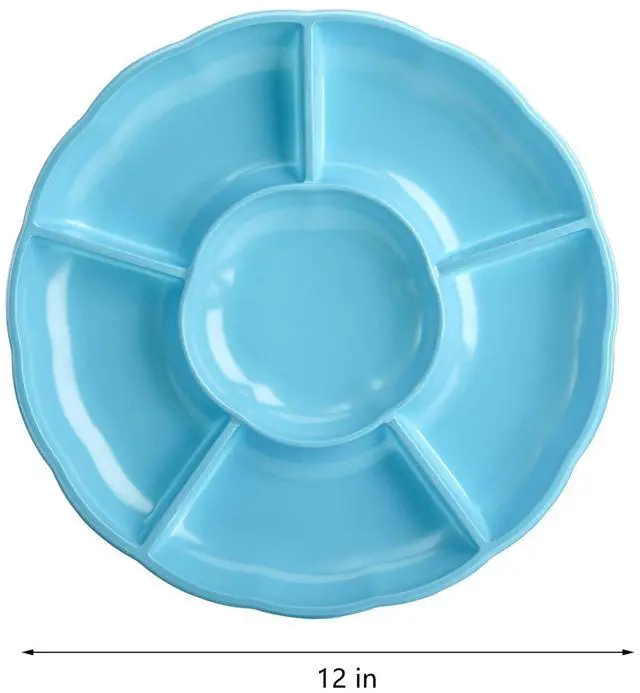 Alt view image 2 of 7 - 20 Pack Disposable Plastic Appetizer Serving Platter, 12 Inch 6 Sectional Divided Snack Nut Candy Veggie Fruit Dish Serving Platter Divided Food Tray