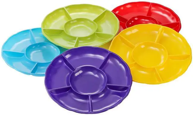 Alt view image 5 of 7 - 20 Pack Disposable Plastic Appetizer Serving Platter, 12 Inch 6 Sectional Divided Snack Nut Candy Veggie Fruit Dish Serving Platter Divided Food Tray