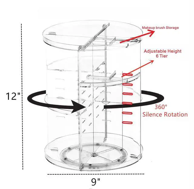 Alt view image 2 of 6 - Clear Rotating Makeup Organizer for Vanity,Adjustable Skincare Organizer Countertop,Cosmetic Display Cases for Beauty,Skin Care,Spinning Makeup Stand,Make up Storage Organizer and Perfume organizer