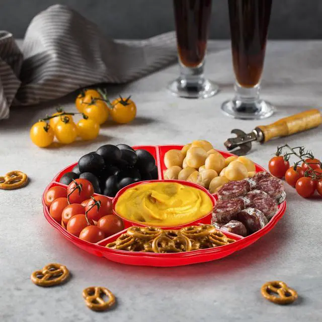 Alt view image 6 of 7 - 20 Pack Disposable Plastic Appetizer Serving Platter, 12 Inch 6 Sectional Divided Snack Nut Candy Veggie Fruit Dish Serving Platter Divided Food Tray