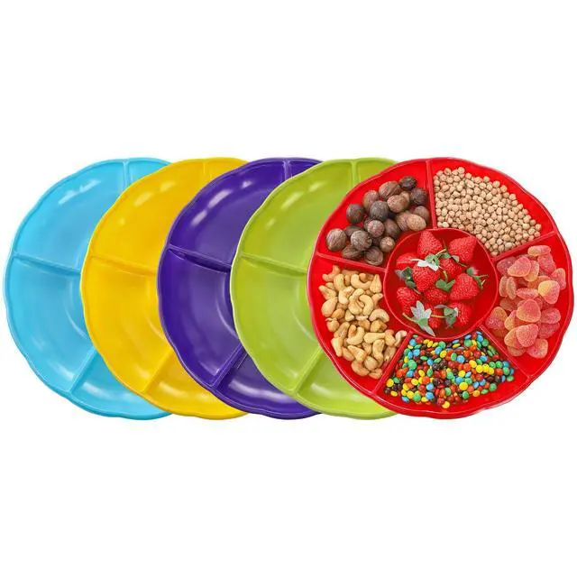 Alt view image 4 of 7 - 20 Pack Disposable Plastic Appetizer Serving Platter, 12 Inch 6 Sectional Divided Snack Nut Candy Veggie Fruit Dish Serving Platter Divided Food Tray