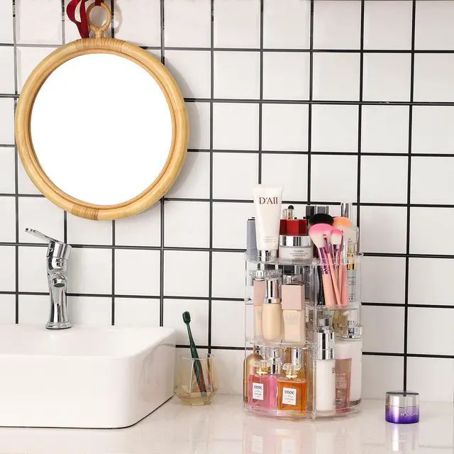 Alt view image 4 of 6 - Clear Rotating Makeup Organizer for Vanity,Adjustable Skincare Organizer Countertop,Cosmetic Display Cases for Beauty,Skin Care,Spinning Makeup Stand,Make up Storage Organizer and Perfume organizer
