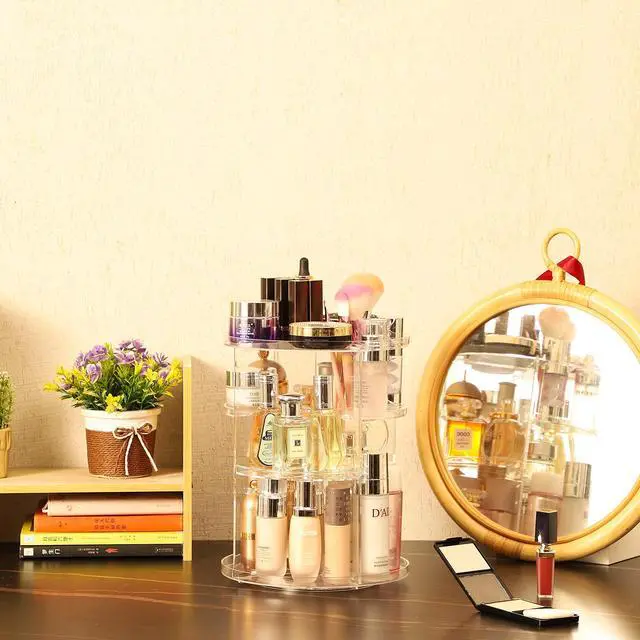 Alt view image 5 of 6 - Clear Rotating Makeup Organizer for Vanity,Adjustable Skincare Organizer Countertop,Cosmetic Display Cases for Beauty,Skin Care,Spinning Makeup Stand,Make up Storage Organizer and Perfume organizer