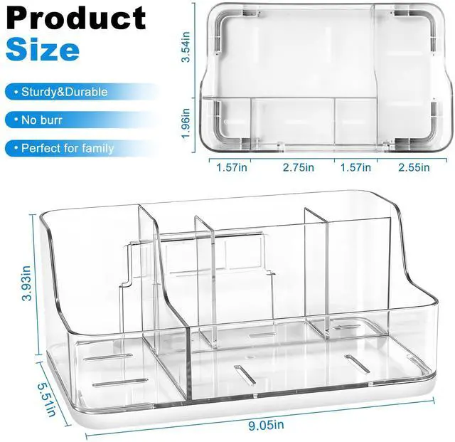 Alt view image 2 of 7 - White Cosmetic Storage Box Dressing Table & Bathroom Counter Storage Lipstick & Brush Beauty Organizer Dressing Table Skincare Organizer Suitable for Bathroom, Living Room, and Kitchen Storage