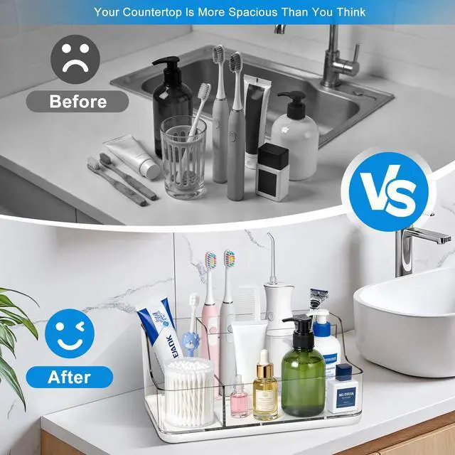 Alt view image 4 of 7 - White Cosmetic Storage Box Dressing Table & Bathroom Counter Storage Lipstick & Brush Beauty Organizer Dressing Table Skincare Organizer Suitable for Bathroom, Living Room, and Kitchen Storage