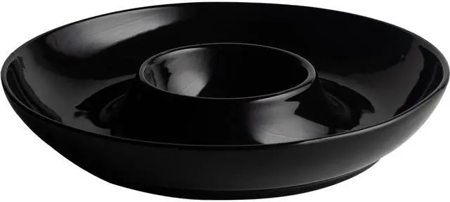 Main image of Ceramic Chip and Dip Serving Set, 12 Inch Large Divided Bowls Set for Salsa, Veggies, Dip, Appetizers, Snacks, Candy, Fruits-Relish Trays for Parties and Entertaining, Black
