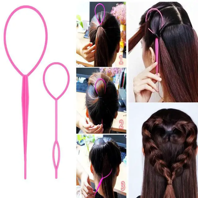 Alt view image 5 of 7 - 5Pcs Slick Back Brush Set with Topsy Tail Tool, Teasing Bristle, Rat Comb for Women & Girls Hair Styling, Flyaways Control and Edge Combing - Pink