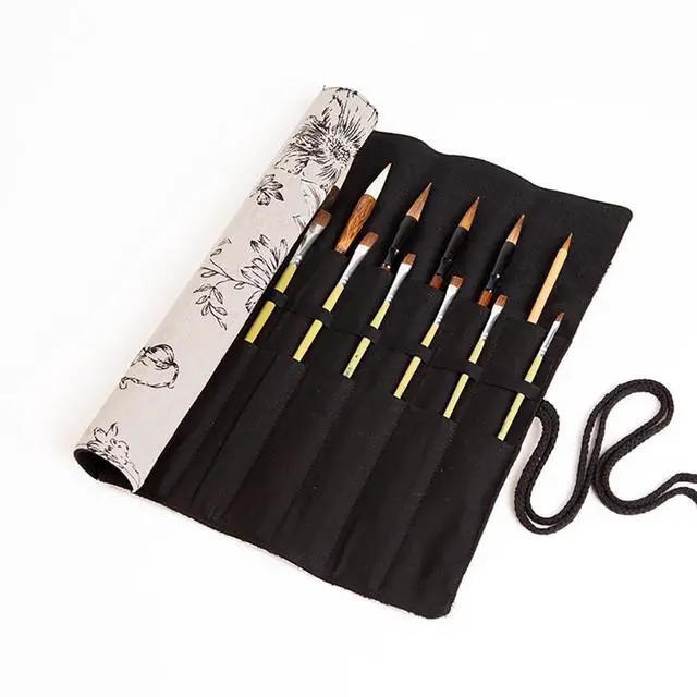 Alt view image 7 of 7 - Paint Brush Holder Art Supplies, Artist Brush Holder & Art Supply Storage Organizer Roll-Up Case Bag, Protect Acrylic Oil Watercolor Paintbrushes (Peony-20 Slot Pockets)