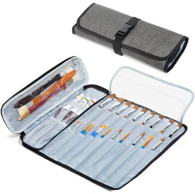 Main image of Art Paint Brush Holder & Storage Organizer, 21 Slots Storage for Acrylic Oil Watercolor Paintbrushes, Roll-Up Case Bag for Art Supply Tools
