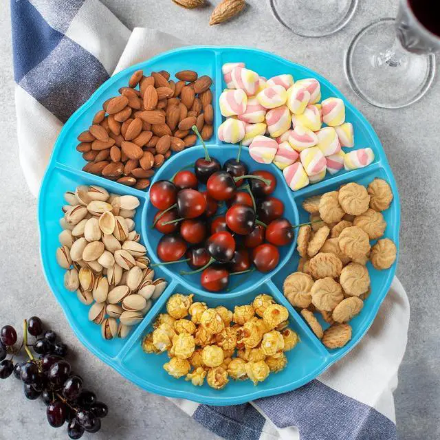 Alt view image 7 of 7 - 20 Pack Disposable Plastic Appetizer Serving Platter, 12 Inch 6 Sectional Divided Snack Nut Candy Veggie Fruit Dish Serving Platter Divided Food Tray