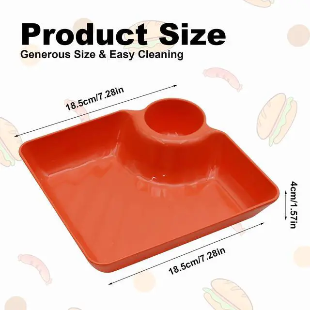 Alt view image 2 of 7 - 4 Pcs Veggie Platter Chips Dipping Dish L*W (7.28"*7.28") Serving Trays for Entertaining with Sauce Rack for Buffet Party Family Party (Mixed Colors) (Mixed Colors)