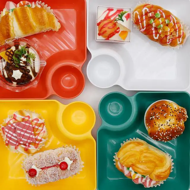 Alt view image 6 of 7 - 4 Pcs Veggie Platter Chips Dipping Dish L*W (7.28"*7.28") Serving Trays for Entertaining with Sauce Rack for Buffet Party Family Party (Mixed Colors) (Mixed Colors)