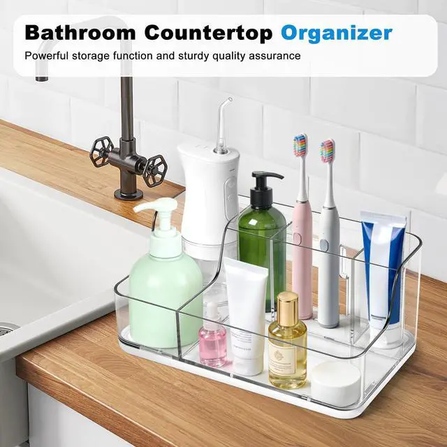 Alt view image 7 of 7 - White Cosmetic Storage Box Dressing Table & Bathroom Counter Storage Lipstick & Brush Beauty Organizer Dressing Table Skincare Organizer Suitable for Bathroom, Living Room, and Kitchen Storage