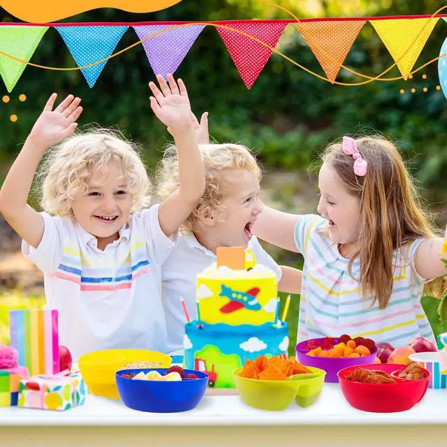 Alt view image 6 of 7 - Snack and Dip Bowls, Chips Serving Bowls Anti Soggy Divided Bowl plastic Stackable Dish Microwave and Dishwasher Safe Container for Chips, Dips Snacks Salsa Salad Nuts, 6 Colors (6 Pcs)