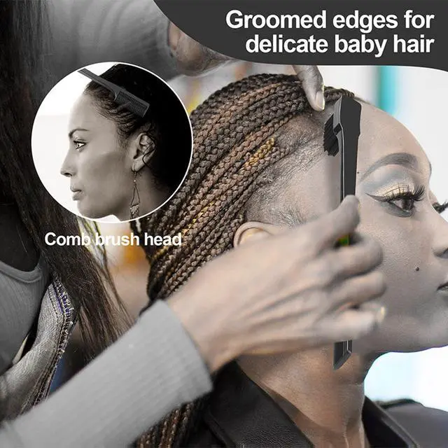 Alt view image 6 of 6 - 3 Pcs Slick Back Hair Brush, Rat Tail Comb, Edge | Bristle Brush, Hair Accessories for Girls, Kids, Toddlers Sleek Ponytail/Bun, Edge Control and Smoothing Baby Hair & Flyaways