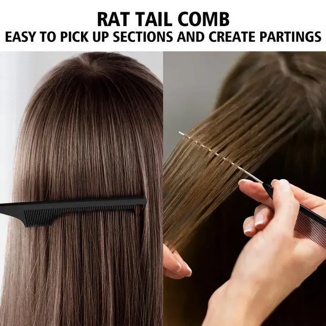 Alt view image 7 of 7 - 3 Pieces Hair Styling Comb Set Teasing Brush Rat Tail Comb Edge Brush for Edge&Back Brushing, Combing, Slicking Hair for Women (Black)