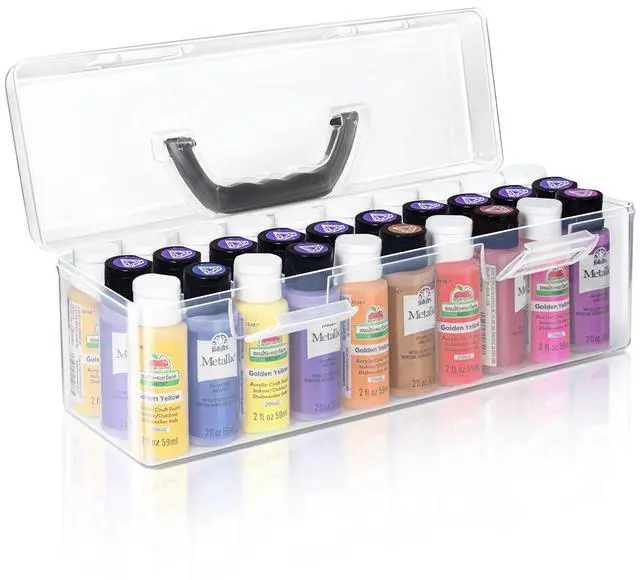 Main image of Acrylic Paint Storage Box, 30 Bottles Capacity Acrylic Paint Organizer for 2 fl. oz Bottles, Craft Organizer