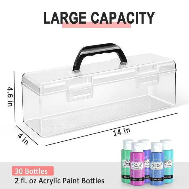 Alt view image 2 of 7 - Acrylic Paint Storage Box, 30 Bottles Capacity Acrylic Paint Organizer for 2 fl. oz Bottles, Craft Organizer