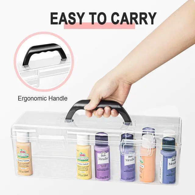 Alt view image 5 of 7 - Acrylic Paint Storage Box, 30 Bottles Capacity Acrylic Paint Organizer for 2 fl. oz Bottles, Craft Organizer