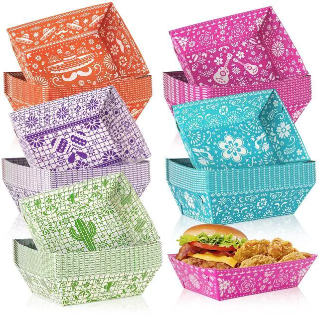 Main image of 50 Pack Mexican Nacho Paper Food Boat Trays, Disposable Fiesta Serving Tray Taco Boats for Nachos Hot Dogs Fries Taco Cinco De Mayo Mexican Fiesta Birthday Party Favors