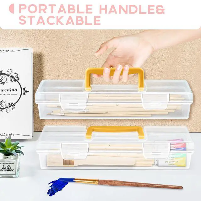 Alt view image 3 of 7 - 2 Pack Paint Brush Case - Portable Long Brush Storage Box, Holder