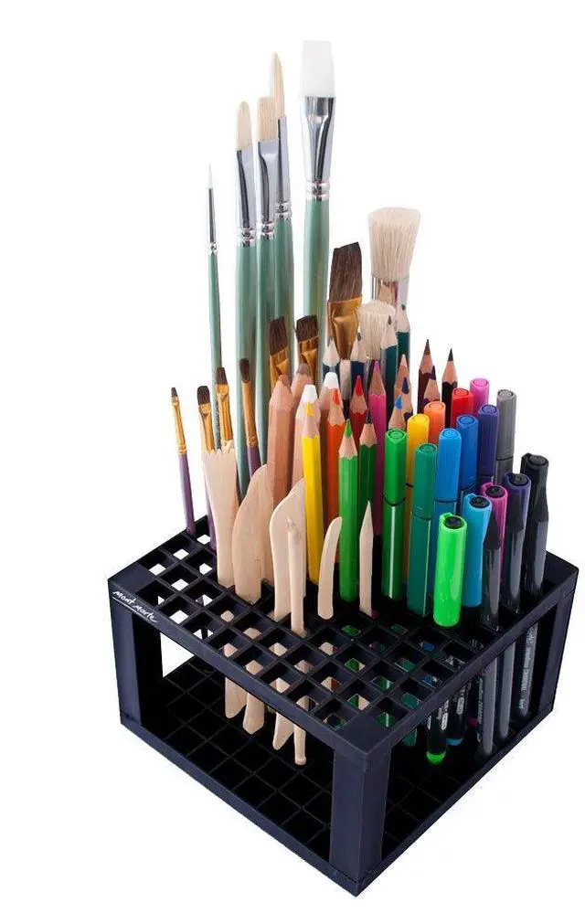 Alt view image 2 of 7 - 96 Hole Plastic Pencil & Brush Holder for Paint Brushes, Pencils, Markers, Pens and Modeling Tools. Provides Excellent Art Studio Organization.