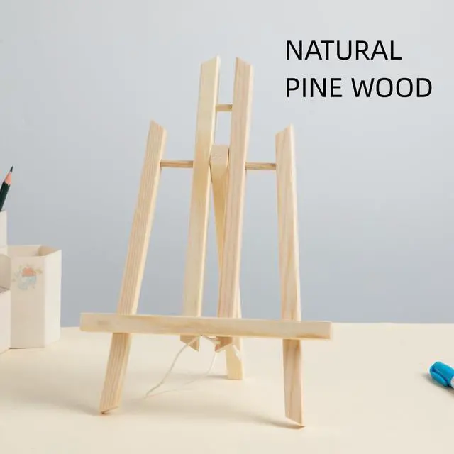 Alt view image 3 of 7 - 11" Small Tabletop Display Stand A-Frame Artist Easel, Beechwood Tripod, Painting Party Easel for Students Classroom Table