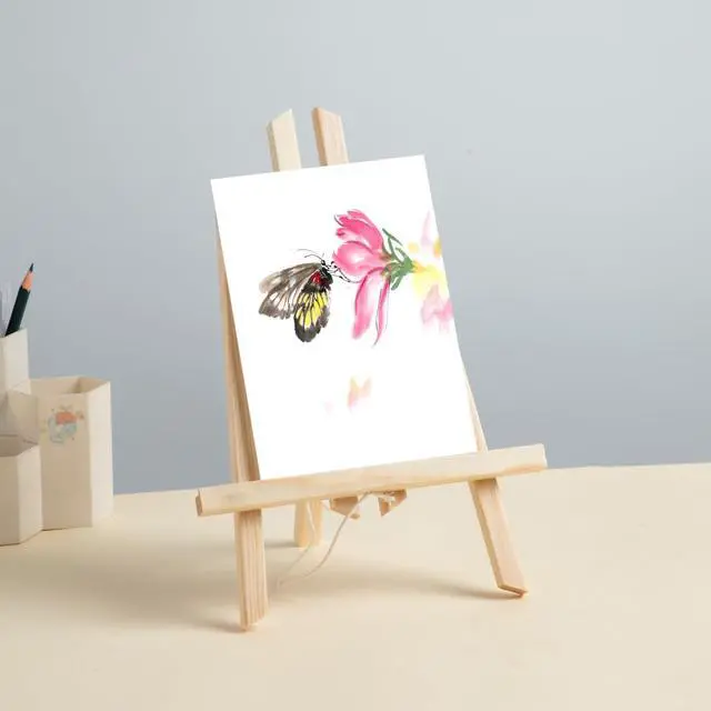 Alt view image 2 of 7 - 11" Small Tabletop Display Stand A-Frame Artist Easel, Beechwood Tripod, Painting Party Easel for Students Classroom Table