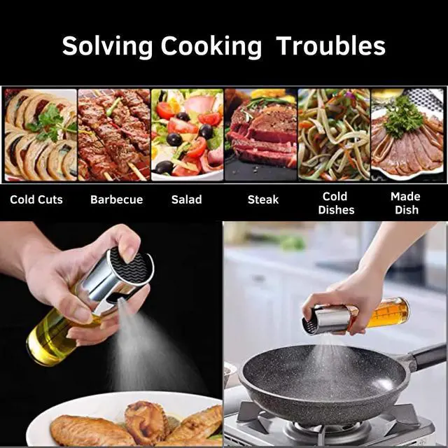 Alt view image 3 of 7 - Oil Sprayer for Cooking, 100ml Olive Oil Sprayer Mister for Air Fryers, Oil Spray Bottle, Vinegar Soy Sauce Dispenser, Oil Mister with Stainless Steel Cap, for Baking Roasting Frying Use