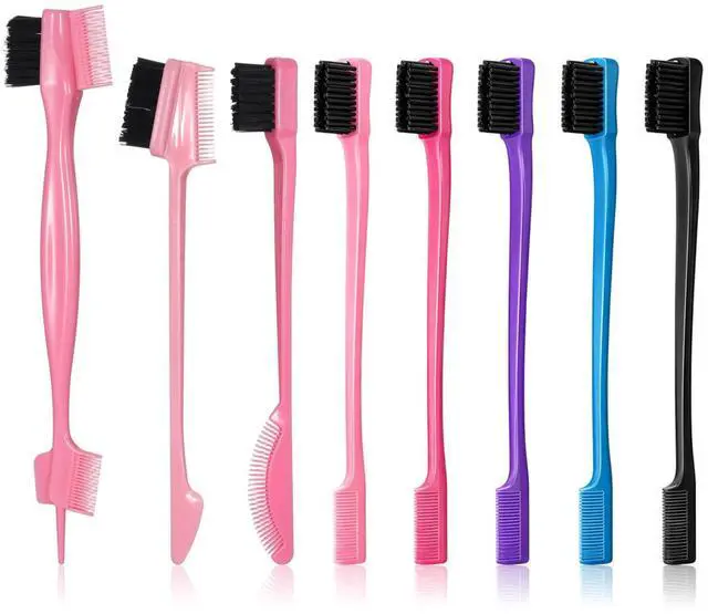 Main image of 8 Pcs Double Sided Edge Control Hair Brush Professional Edge Control Hair Brush Comb Set Natural Styling Eyebrow Combs Teasing Double Sided Bristle Design Edges Combs for Men Women All HairStyles