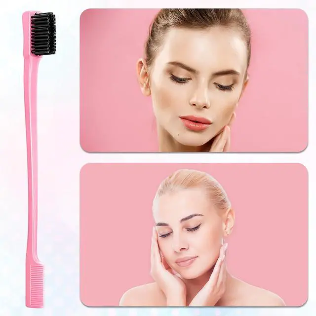 Alt view image 7 of 7 - 8 Pcs Double Sided Edge Control Hair Brush Professional Edge Control Hair Brush Comb Set Natural Styling Eyebrow Combs Teasing Double Sided Bristle Design Edges Combs for Men Women All HairStyles