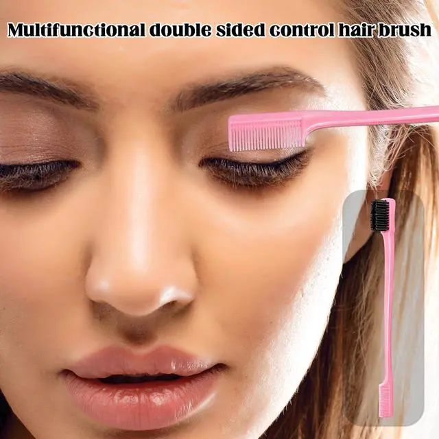 Alt view image 4 of 7 - 8 Pcs Double Sided Edge Control Hair Brush Professional Edge Control Hair Brush Comb Set Natural Styling Eyebrow Combs Teasing Double Sided Bristle Design Edges Combs for Men Women All HairStyles
