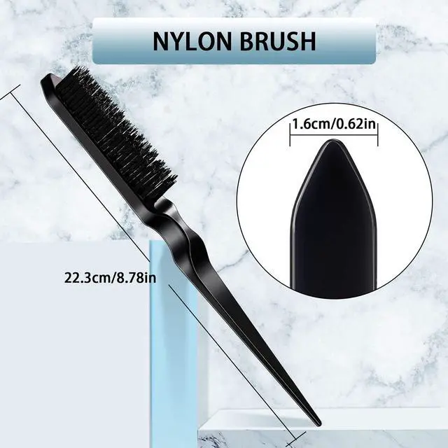 Alt view image 3 of 7 - 3 Pcs Slick Back Hair Brush Set Bristle Brush Edge Control Teasing Comb for Women Black Hair(Black)