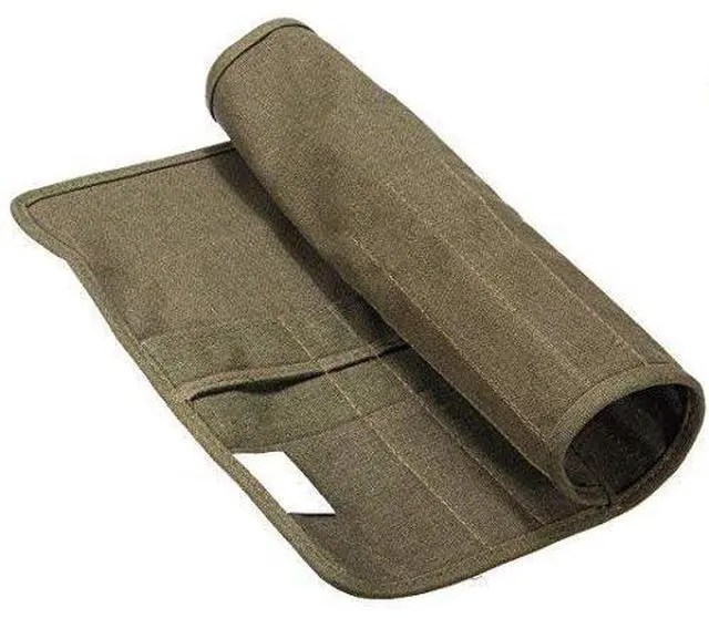 Alt view image 7 of 7 - 22 slots Paint Brush Case Canvas Paint Brush Holder, Roll Up Storage Bag Holder Canvas Wrap for Acrylic Watercolor Oil Face Brush - Army Green