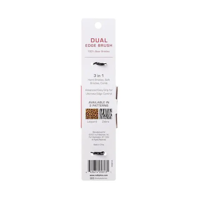 Alt view image 3 of 5 - Dual Edge Brush 3 in 1 Edge Brush Comb Soft and Hard Board Bristles (Leopard)