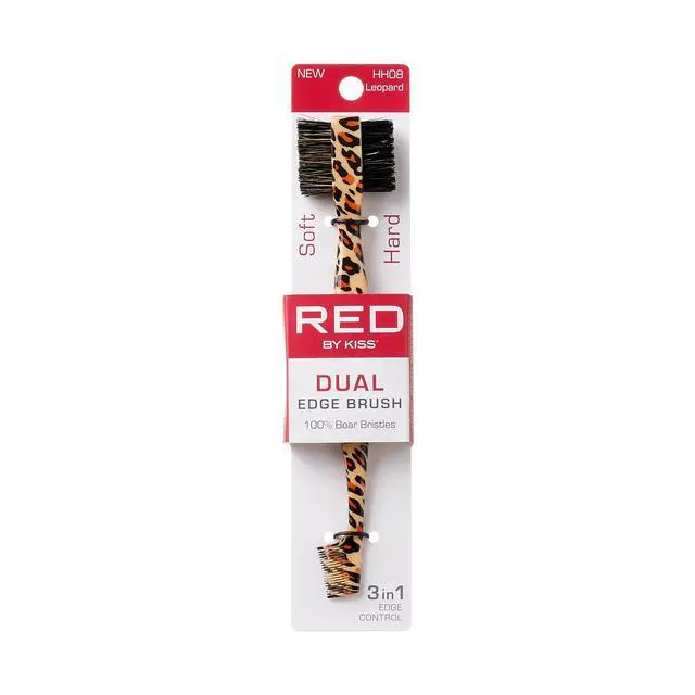 Alt view image 2 of 5 - Dual Edge Brush 3 in 1 Edge Brush Comb Soft and Hard Board Bristles (Leopard)