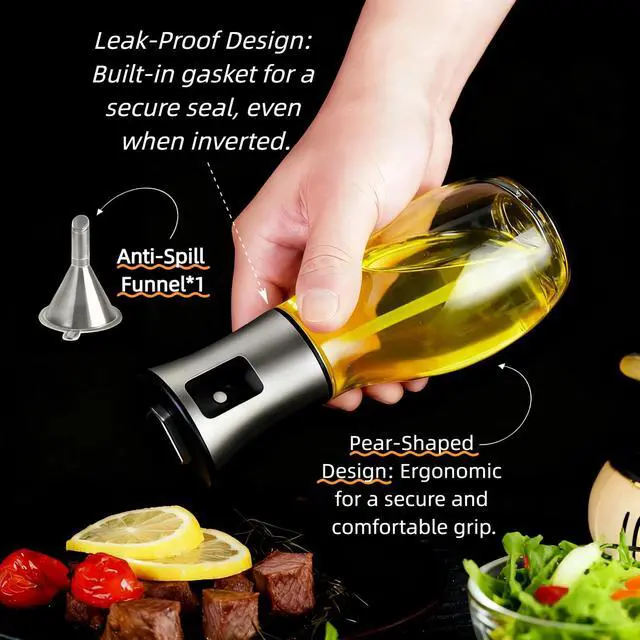 Alt view image 4 of 7 - Olive Oil Fine Mist Spray Bottle - 6.7oz/200ml Cooking Sprayer for Air Fryer, Salad, Grilling & Frying - Kitchen Essential Tool304 Stainless Steelwith 3D stickers