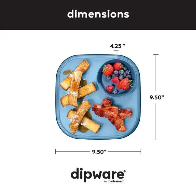 Alt view image 3 of 7 - dipware 3 Bowl Serving Tray, Stackable & Removable Dip Bowls for Charcuterie, Guacomole, Snacks, Veggies, Premium Dishwasher & Microwave Safe, Multipurpose Plate & Bowl, Blue