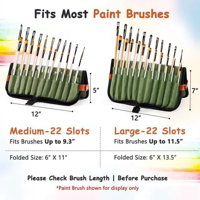 Alt view image 2 of 7 - Stand Up Canvas Paint Brush Holder Case for Artists, 22 Slots Brush Organizer with Pop-Up Stand, Zippered Travel Paint Brush Storage Bag for Acrylic Oil Watercolor Brushes, Portable Paintbrush Case
