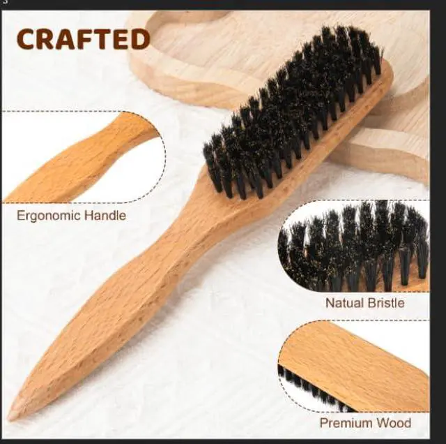 Alt view image 3 of 7 - 6PCS Hair Styling Tools Kit, Boar Bristle Wooden Brush, Rat Tail Metal Pin Parting Comb Edge Control Brush,Bristle Teasing Hair Brush Topsy Tail Loop Tools for Women Braiding & Edge Styling