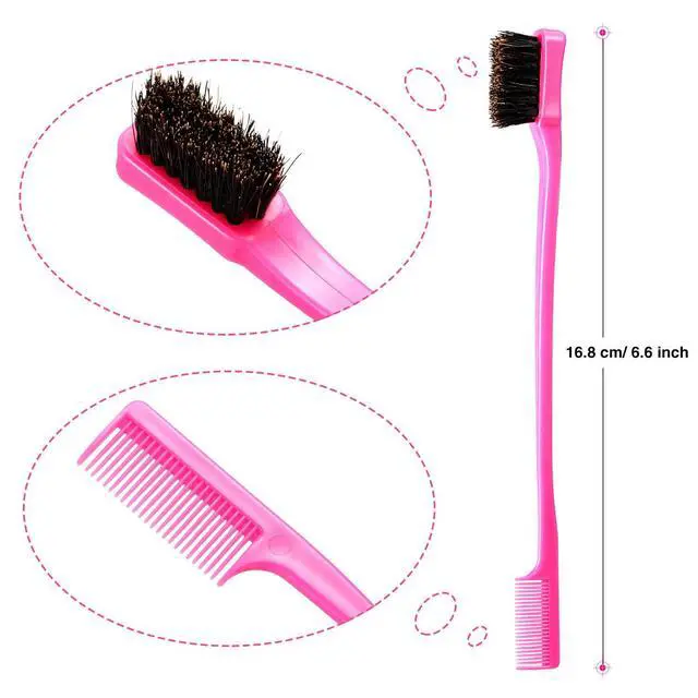 Alt view image 2 of 6 - 5 Pieces Hair Edge Brush Double Sided Control Hair Brush Comb Combo Pack Smooth Comb Grooming (5 Colors)