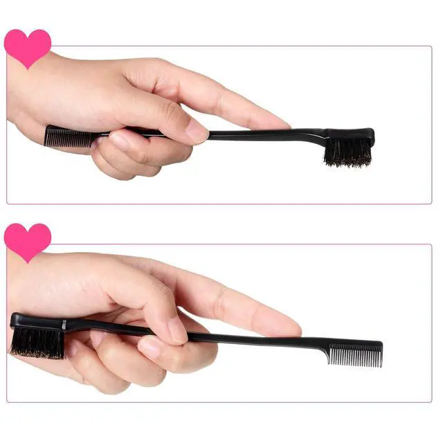 Alt view image 3 of 6 - 5 Pieces Hair Edge Brush Double Sided Control Hair Brush Comb Combo Pack Smooth Comb Grooming (5 Colors)
