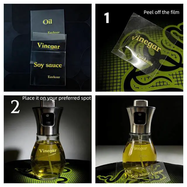 Alt view image 5 of 7 - Olive Oil Fine Mist Spray Bottle - 6.7oz/200ml Cooking Sprayer for Air Fryer, Salad, Grilling & Frying - Kitchen Essential Tool304 Stainless Steelwith 3D stickers