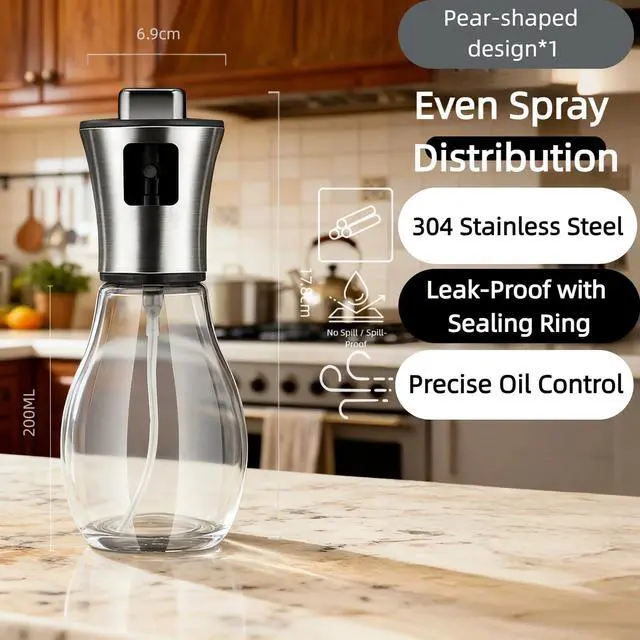 Alt view image 6 of 7 - Olive Oil Fine Mist Spray Bottle - 6.7oz/200ml Cooking Sprayer for Air Fryer, Salad, Grilling & Frying - Kitchen Essential Tool304 Stainless Steelwith 3D stickers