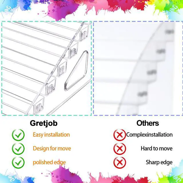 Alt view image 3 of 7 - 2 Pcs Clear Acrylic Paint Organizer Rack with Brush Holder, 7 Layer Acrylic Paint Tube Organizer, Snap-On Craft Organizers and Storage for Versatile Storage, No-Tools Setup & Quick Access (2 Set)