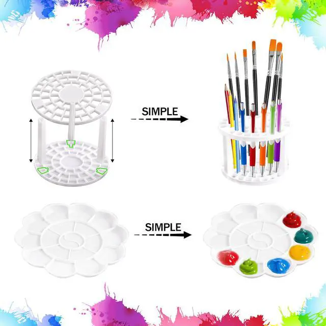 Alt view image 6 of 7 - 2 Pcs Clear Acrylic Paint Organizer Rack with Brush Holder, 7 Layer Acrylic Paint Tube Organizer, Snap-On Craft Organizers and Storage for Versatile Storage, No-Tools Setup & Quick Access (2 Set)