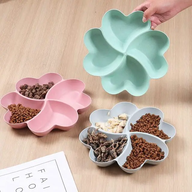 Alt view image 5 of 7 - Divided Serving Tray, Appetizer Sectioned Platter, Dessert Serving Dish, Reusable Plastic Snack Plates, Round Relish Tray, 4 Compartment for Chips and Dip Veggies Candy Nut Fruit (Pink)