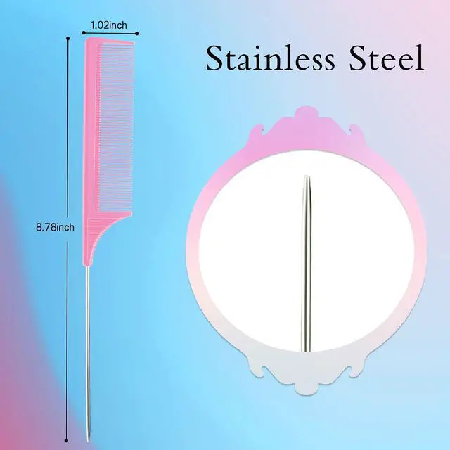 Alt view image 3 of 7 - 3 Pcs Slick Back Hair Brush Set Bristle Brush Edge Control Teasing Comb for Women Black Hair(Light Pink)