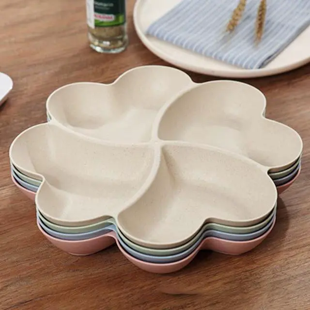 Alt view image 6 of 7 - Divided Serving Tray, Appetizer Sectioned Platter, Dessert Serving Dish, Reusable Plastic Snack Plates, Round Relish Tray, 4 Compartment for Chips and Dip Veggies Candy Nut Fruit (Pink)